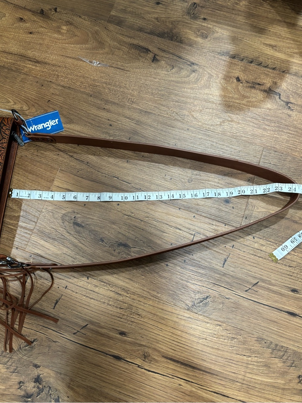 Wrangler Brown Leather Tooled Floral Fringe Crossbody - Picture 16 of 16